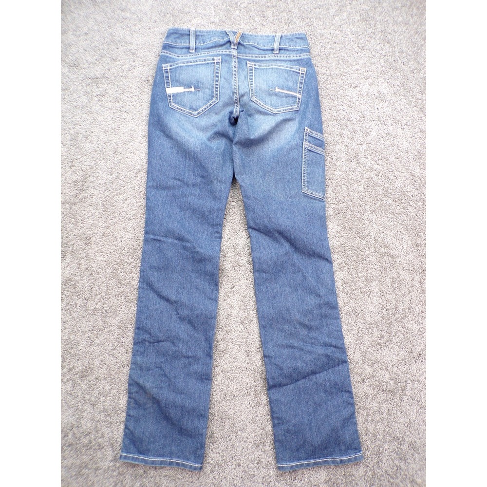 Ariat Rebar Mid Rise Straight Jean Womens Sz 27L Blue Cargo Pockets Pants - Picture 8 of 16